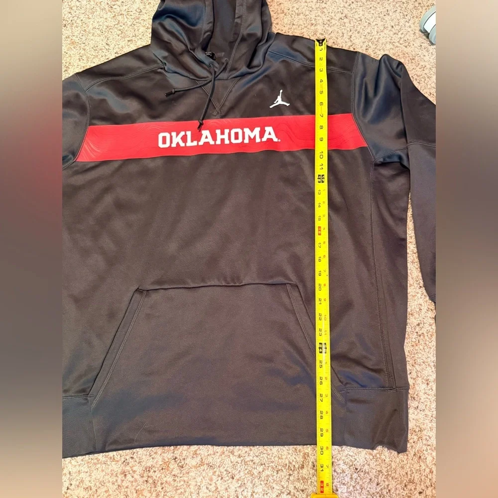 Jordan Oklahoma Sooners Therma Fit Hoodie Charcoal Gray Red Men’s XXL Pullover
